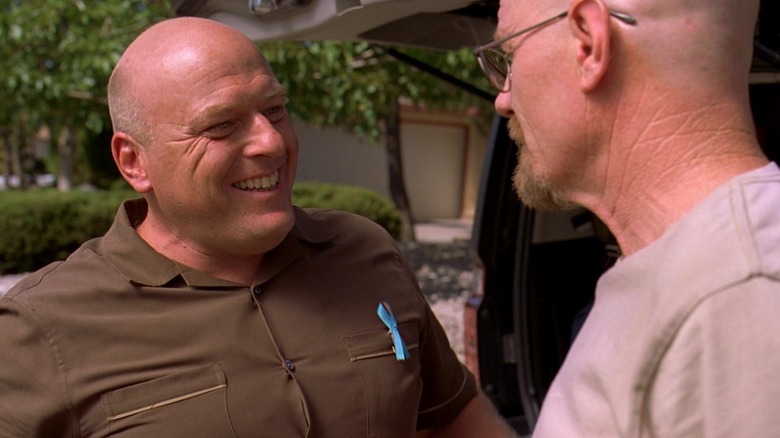 Dean Norris' Hank Schrader laughing at Bryan Cranston's Walter White in Breaking Bad