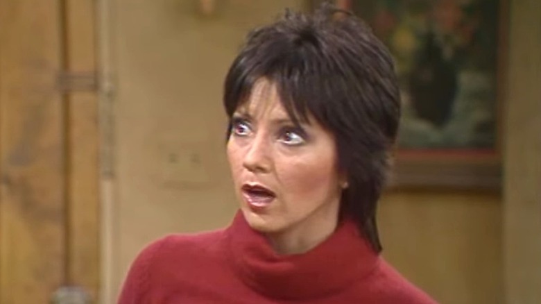 Joyce DeWitt as Janet Mason looking shocked in Three's Company