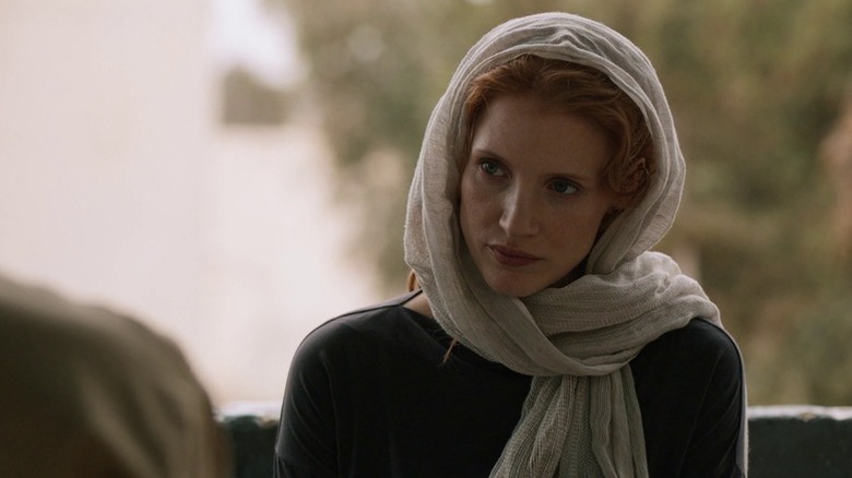 Maya (Jessica Chastain) wears a headscarf in Zero Dark Thirty