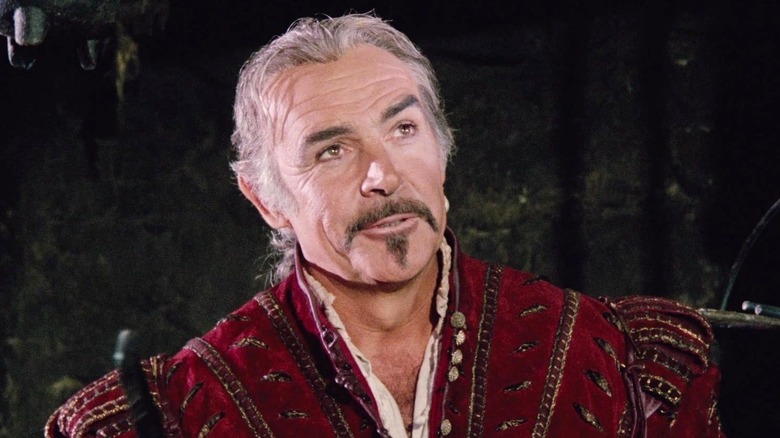 Sean Connery as Juan Sánchez-Villalobos Ramírez looking up and speaking in Highlander