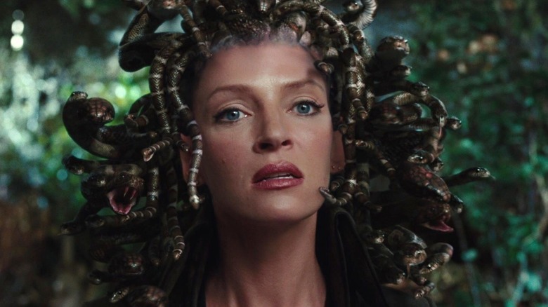 Uma Thurman as Medusa showing the snakes as hair in Percy Jackson & the Olympians: The Lightning Thief