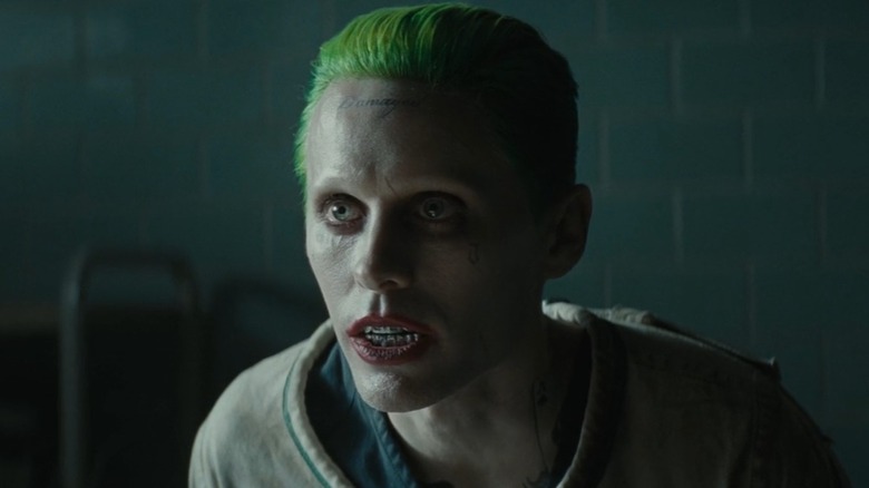 Jared Leto as Joker in Suicide Squad, wearing a straightjacket