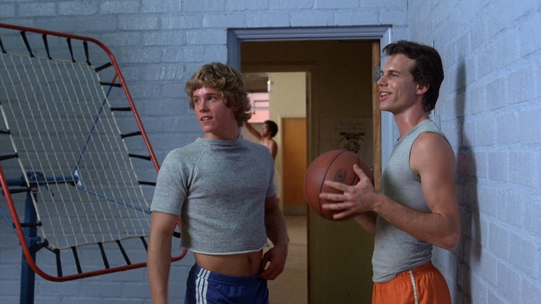 Young Bill Paxton holding a basketball and smiling next to another boy in "Butcher, Baker, Nightmare Maker"