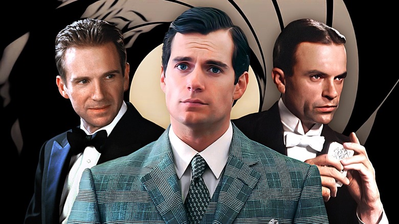 Composite image of Henry Cavill's Napoleon Solo in The Man from U.N.C.L.E., Sam Neill's Sidney Reilly in Reilly: Ace of Spies, and Ralph Fiennes' László Almásy in The English Patient.