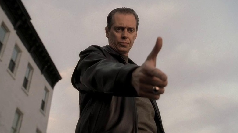 Steve Buscemi as Tony B, pointing a finger gun on The Sopranos