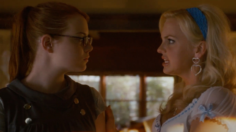 Emma Stone as Natalie Sandler talks to Anna Faris as Shelley Darlingson in The House Bunny