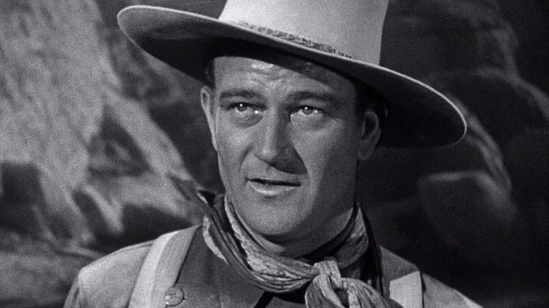 The Ringo Kid (John Wayne) looks concerned in Stagecoach