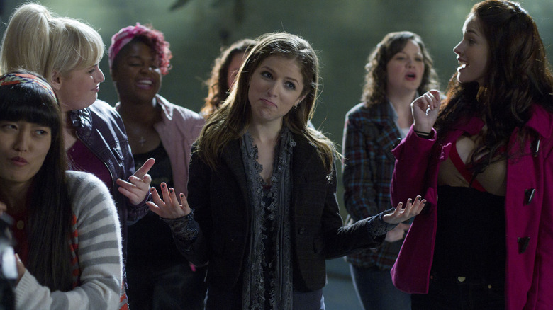 Anna Kendrick as Beca with the rest of the Barden Bellas in Pitch Perfect