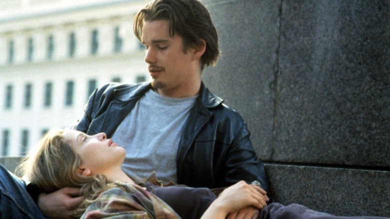 Before Sunrise's Julie Delpy in Ethan Hawk's lap