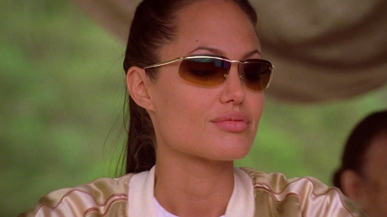 Angelina Jolie as Lara Croft wearing sunglasses in Lara Croft: Tomb Raider - The Cradle of Life