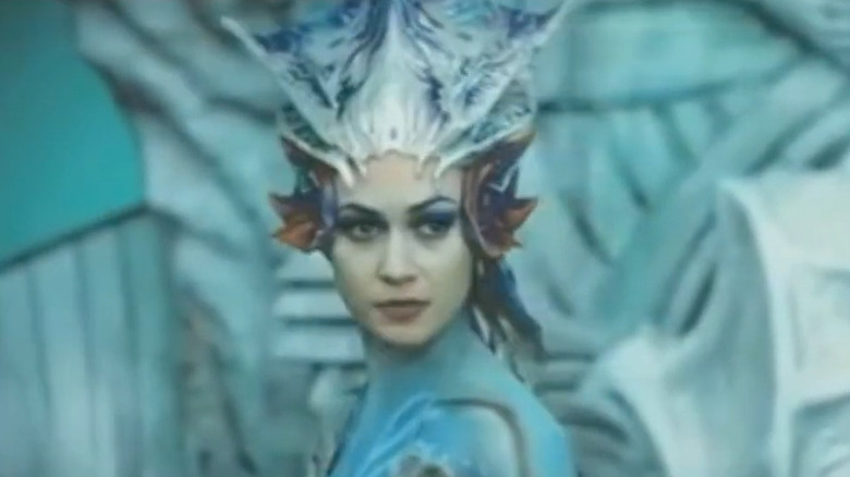 Olga Kurylenko as The Mermaid Queen giving a rousing speech in Empires of the Deep