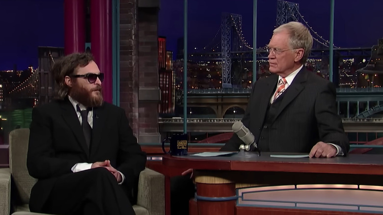 Joaquin Phoenix in character for I'm Still Here on The Late Show With David Letterman