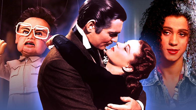 Team America's Kim Jong-il puppet, Clark Gable and Vivien Leigh as Rhett and Scarlett in Gone With the Wind, and Jaye Davidson as Dil in The Crying Game