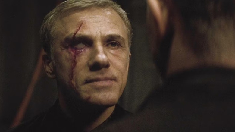 Christoph Waltz as Blofeld greets James Bond in Spectre