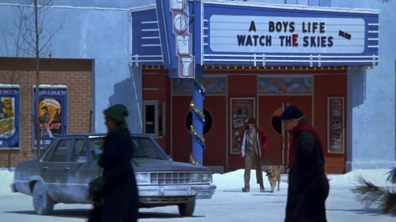 The cinema in Kingston Falls, "Gremlins."