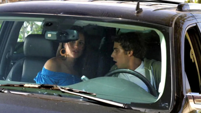 Wendy and Ethan in a car on 90210