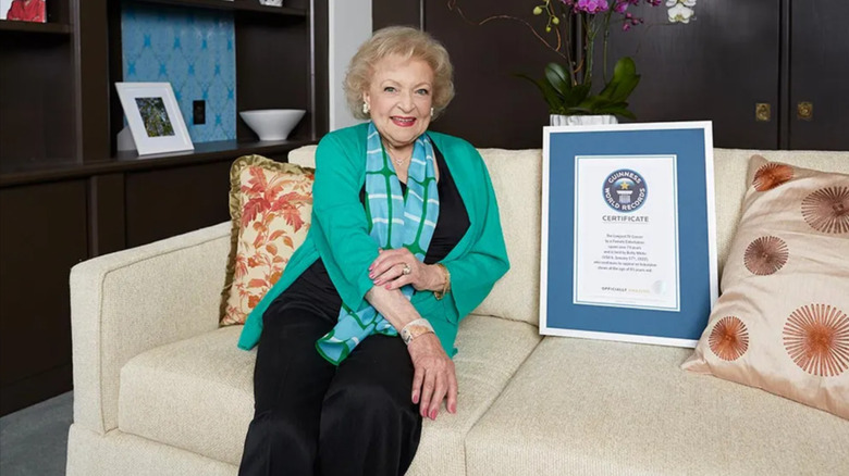 Betty White with her Guinness World Records Award