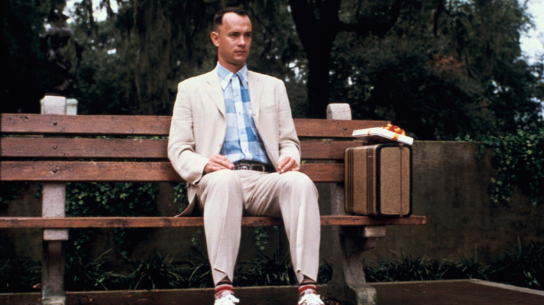 Forrest Gump sitting on a bench in Forrest Gump