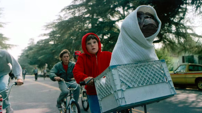 Cast of  "E.T: The Extra-Terrestrial," bicycles