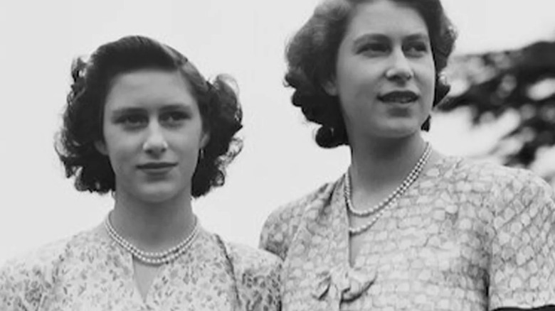 Queen Elizabeth and Princess Margaret.