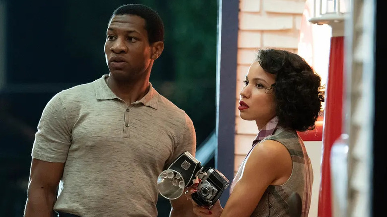 Jonathan Majors and Jurnee Smollett gas station Lovecraft Country