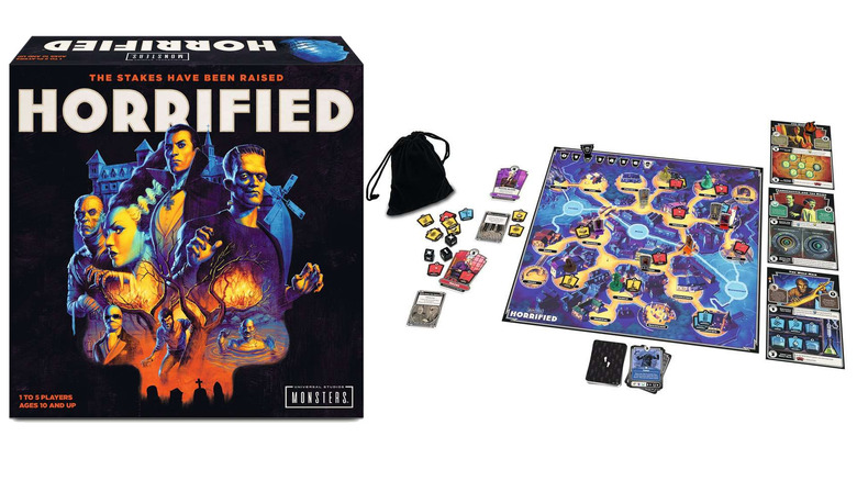 Horrified board game box and pieces