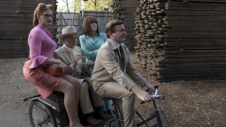 Group crammed on old bike