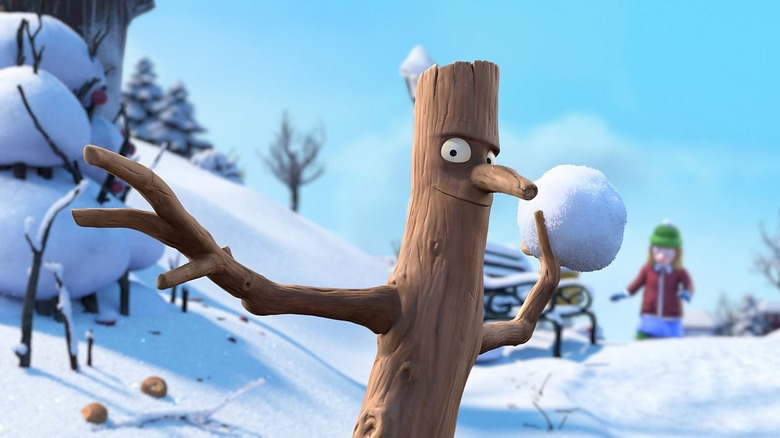 Stickman throwing a snowball