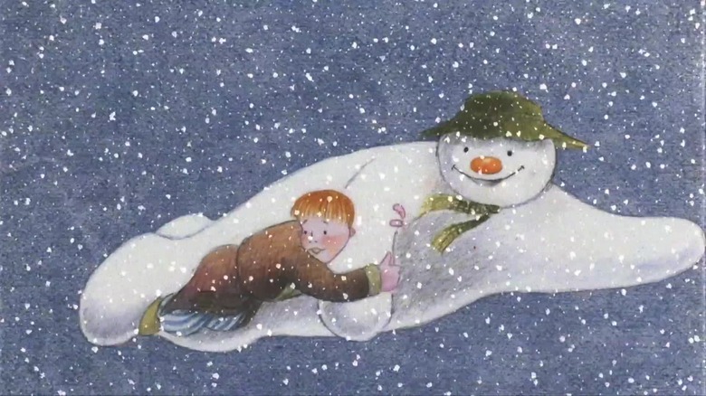 The Snowman flying with kid
