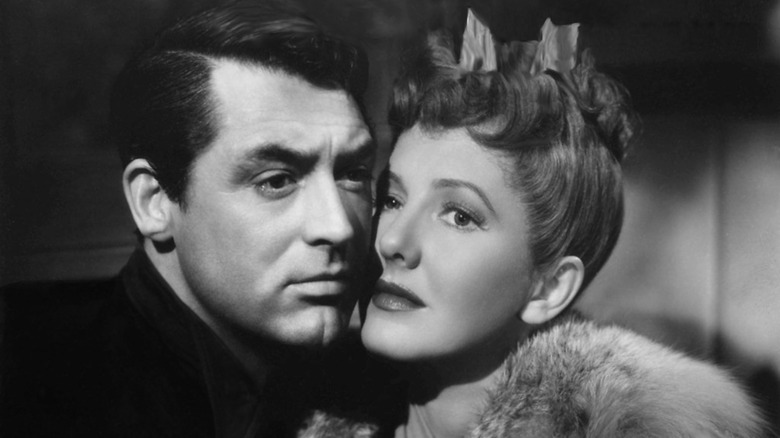 Cary Grant and Jean Arthur, cheek-to-cheek