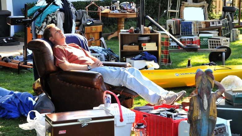 Ferrell napping at garage sale