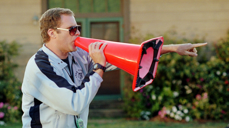 Will Ferrell using cone as megaphone