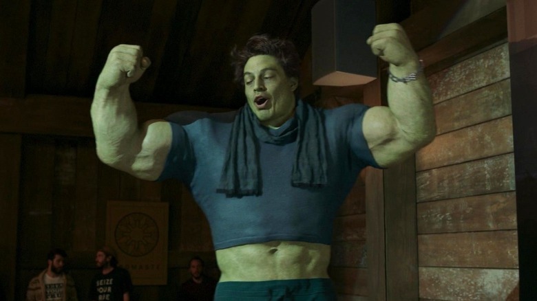 Jon Bass' Todd Phelps flexing as the Hulk in She-Hulk: Attorney at Law