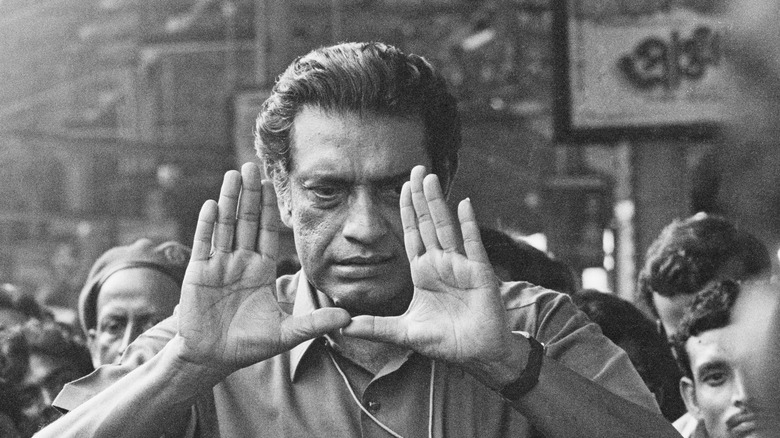 Satyajit Ray on the set of "Sonar Kella"