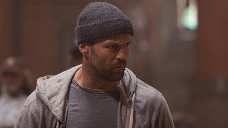 Jason Statham as Luke Wright keeping his head warm in Safe