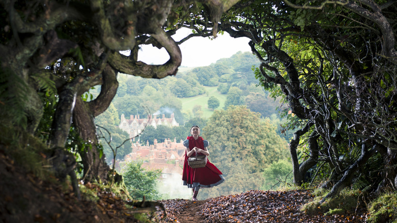 Little Red Riding Hood (Lilla Crawford) going into forest in Into the Woods