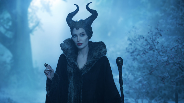 Maleficent (Angelina Jolia) looking ominous in Maleficent