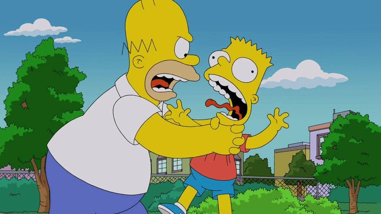 Homer strangling Bart on The Simpsons