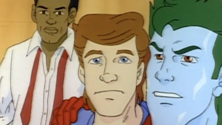 Captain Planet with his arm around Todd Andrews