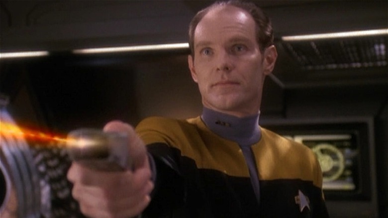 Eddington fires a phaser