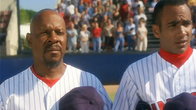 Sisko and Jake in baseball uniforms