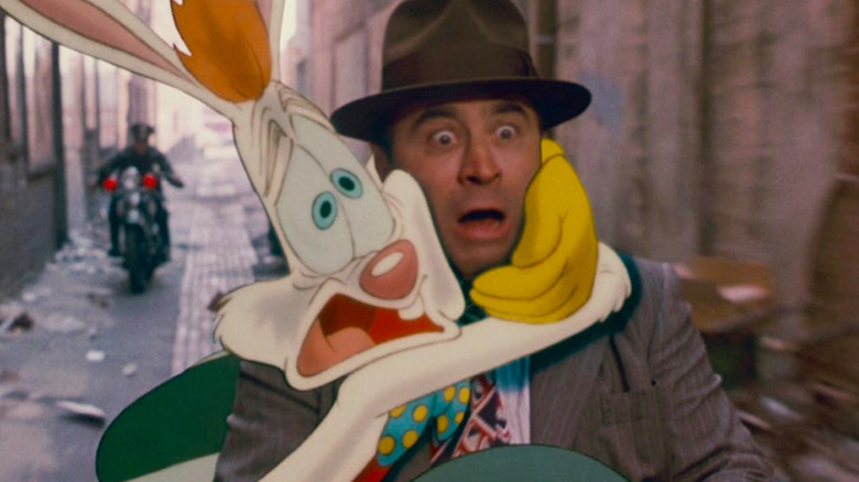 Bob Hoskins and Roger Rabbit in "Who Framed Roger Rabbit"