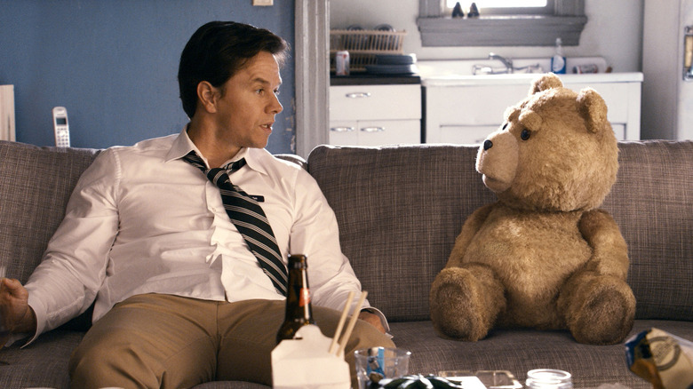 Mark Wahlberg sits with Ted