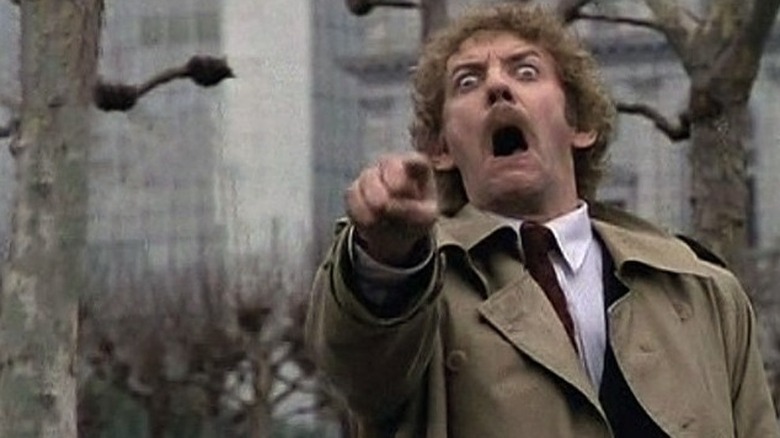 Donald Sutherland pointing and screaming