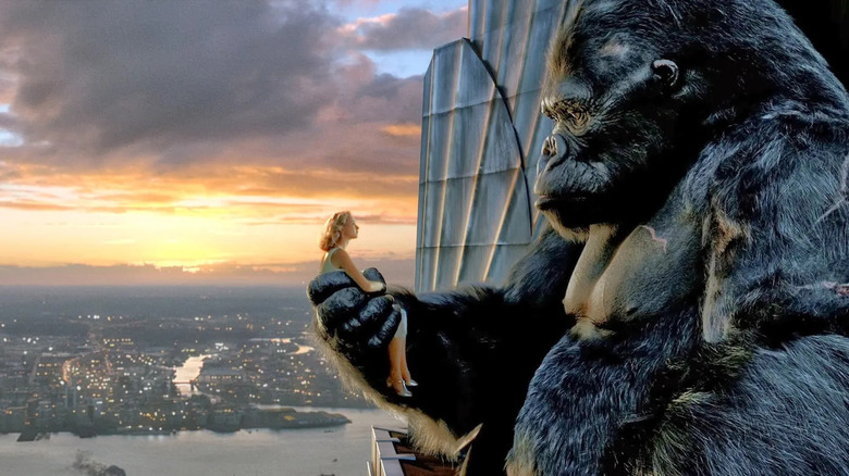 Kong holds Ann in his hands atop the Empire State Building in King Kong (2005)