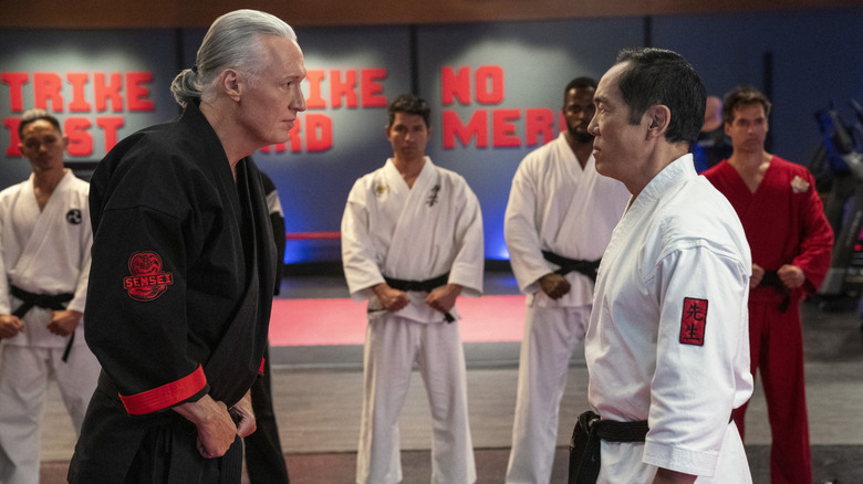 Thomas Ian Griffith as Terry Silver faces Chozen Higuchi (Yuji Okumoto) in "Cobra Kai"