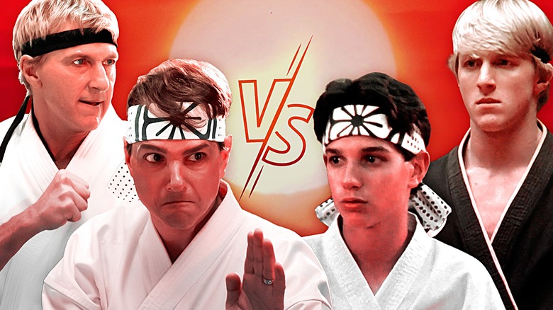 William Zabka and Ralph Macchio as Johnny Lawrence and Daniel LaRusso, in both 