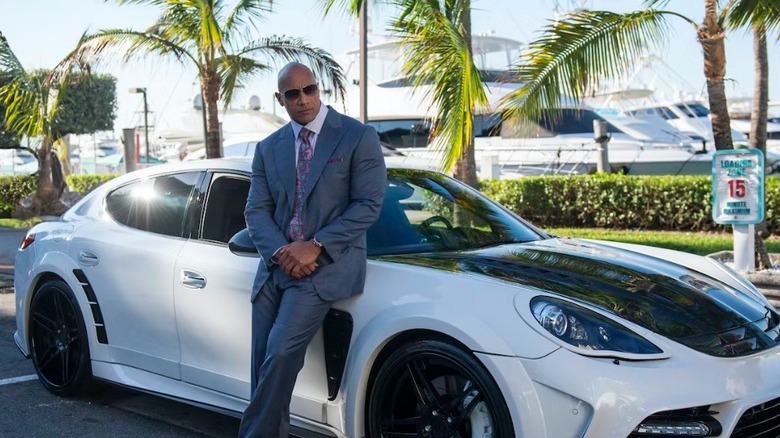 Dwayne Johnson suit car