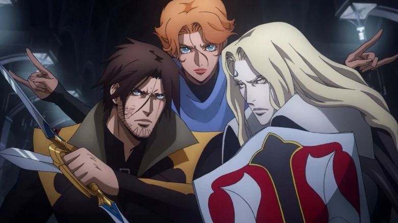 Trevor, Sypha, Alucard, armed