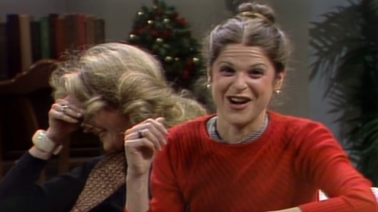 Candice Bergen laughing and Gilda Radner smiling